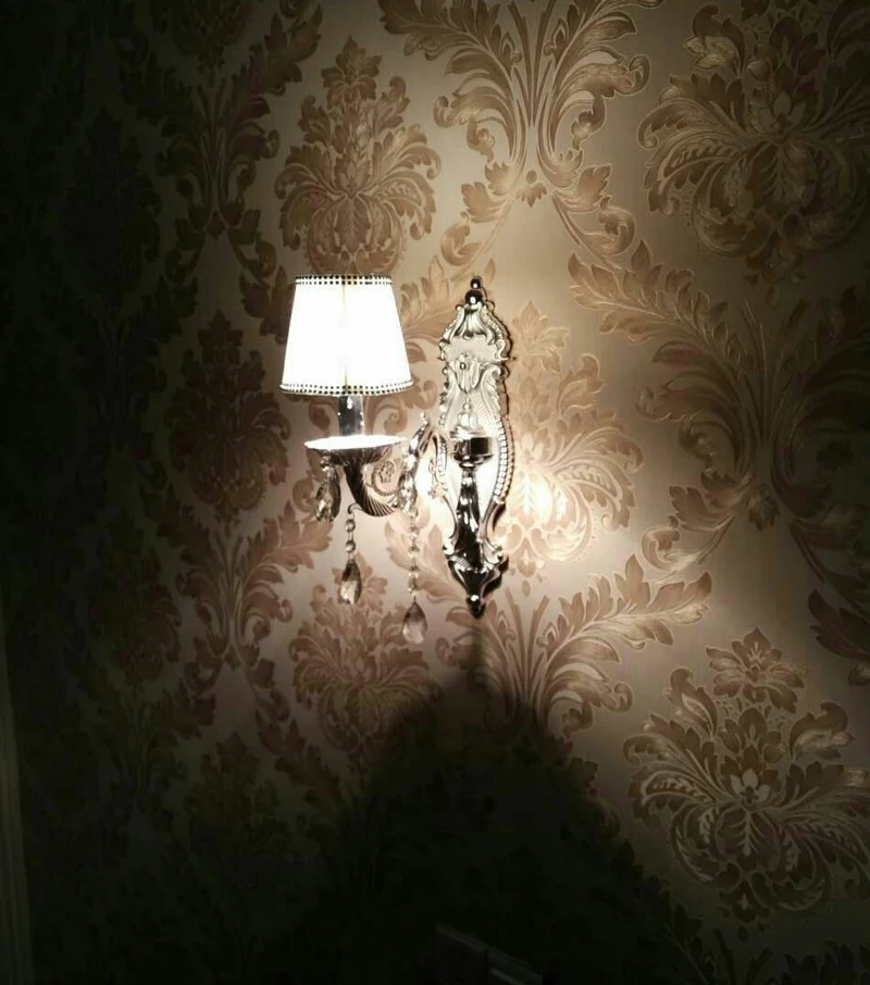 home Antique chrome crystal wall lamps Modern silver aluminium wall sconces lighting lamparas de pared Bathroom led wall lights