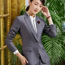 Новые стили Формальные женские блейзеры и куртки серые элегантные офисные дамские рабочая одежда Деловая одежда