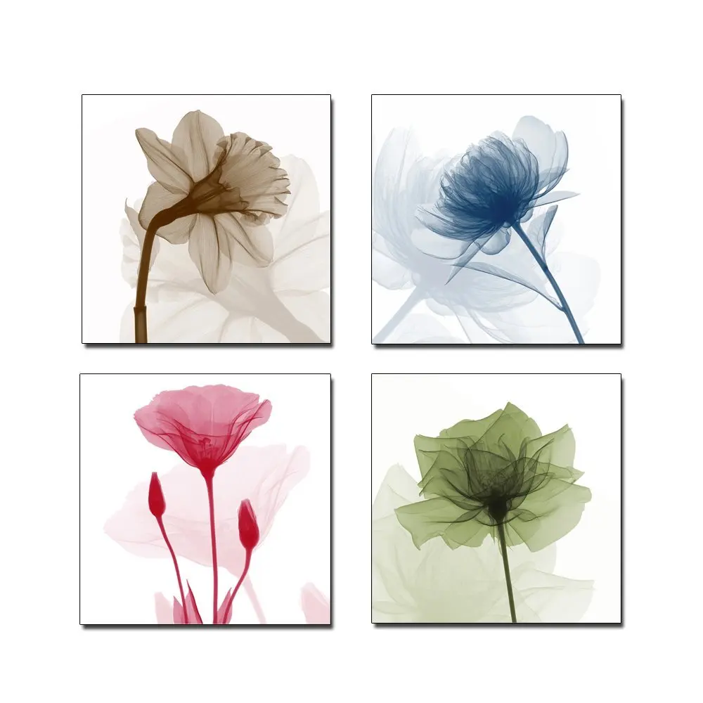 NAN Wind 4panel 4 colorflowers wall art image of modern home decorating the living room Hd