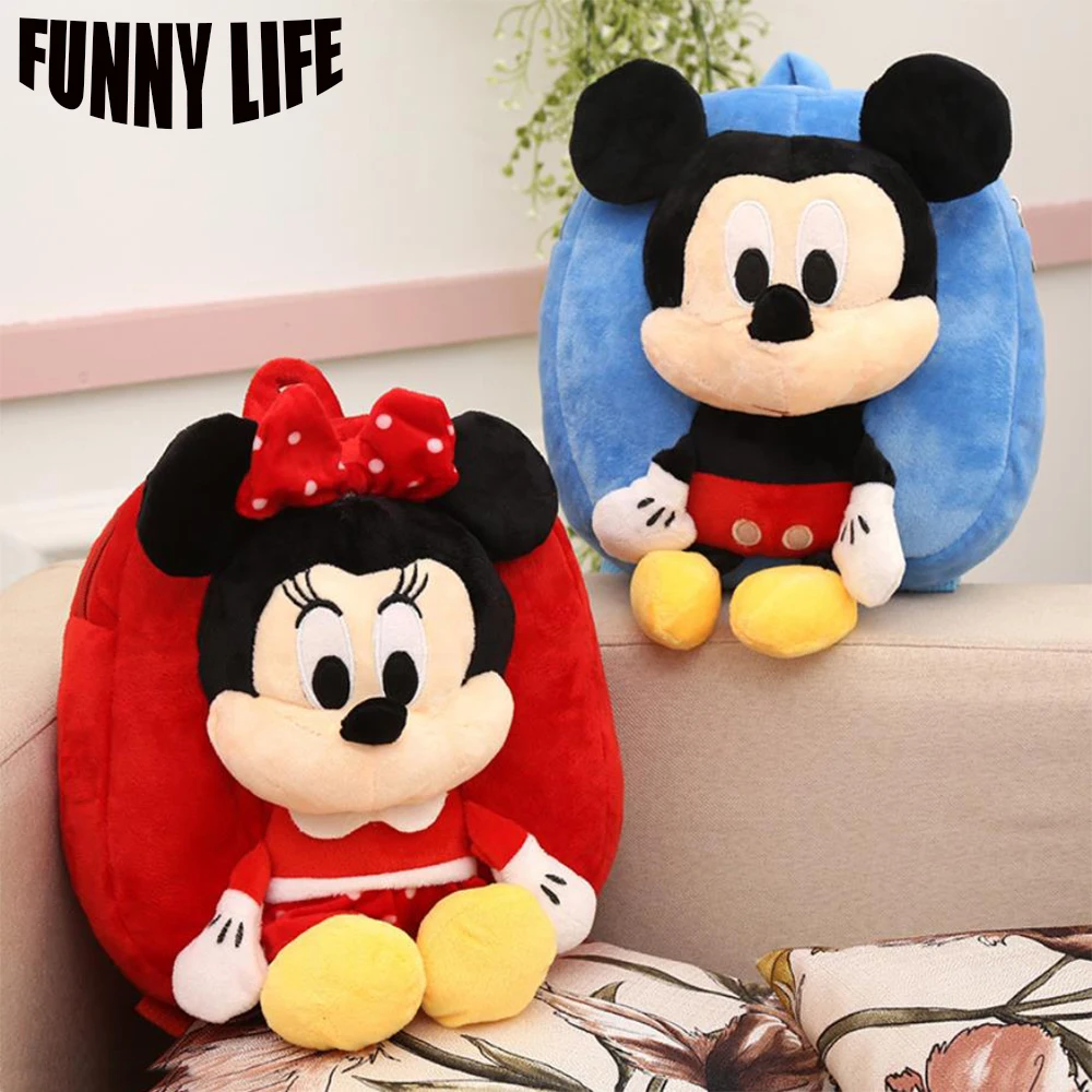

New Mickey Mouse Plush Backpack 27*18*7cm Child Kindergarten Bag Boy and Girl mochila bebe hello kitty mickey mouse women bags