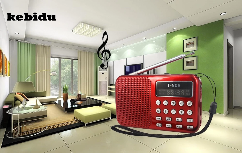 

kebidu Dual Band Rechargeable Digital LED Display Panel Stereo FM Radio Speaker USB TF Mirco for SD Card MP3 Player 50mm