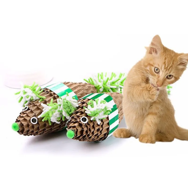 

Pet Scratch Plush Tail Toy Corrugated Paper Mouse Toy Cat Grinding Paw Puzzling Scratching Post