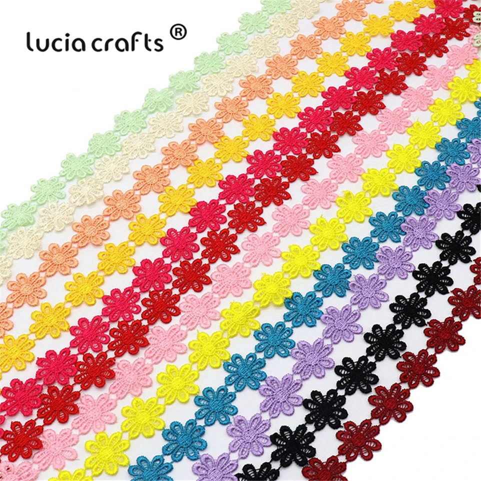 

Lucia crafts 2.5cm handmade patchwork material lace ribbon diy garment sewing lace trim headwear accessories 2yards N0408
