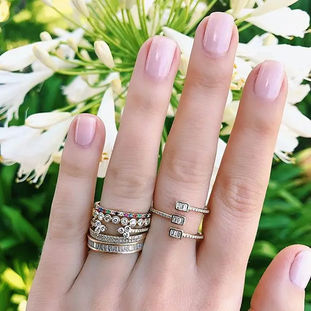 

DIY STACK stackable full cz eternity band multi color rainbow Pure Finger Rings For Women Wedding Jewelry