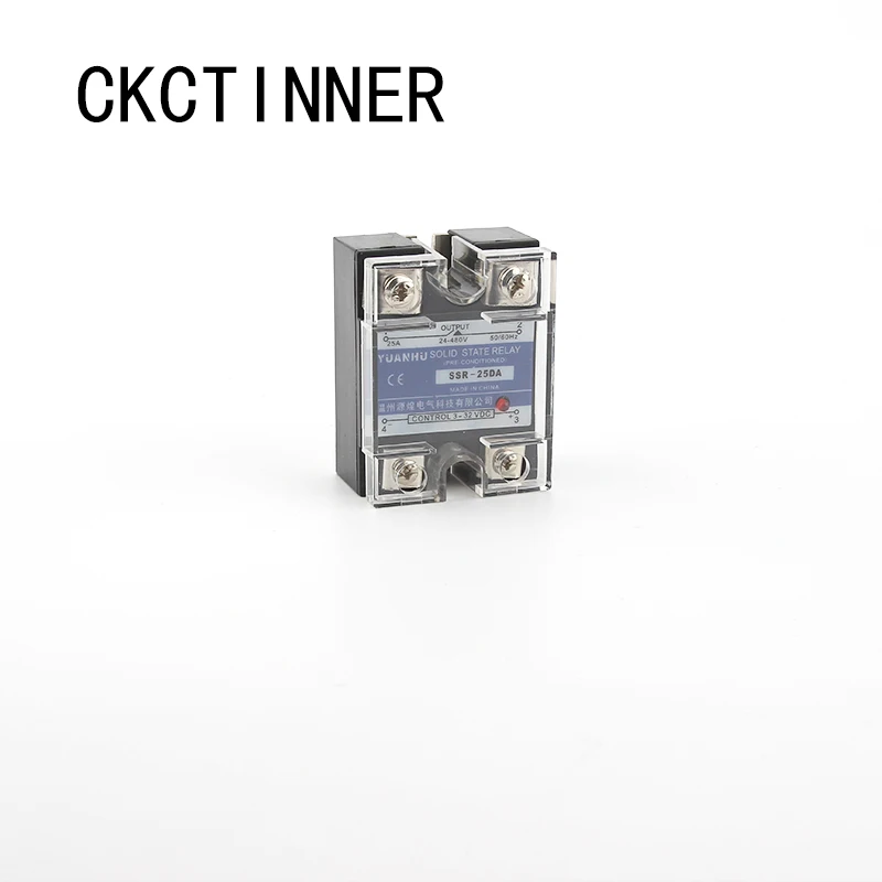 Ckctinner 1 шт. твердотельные реле SSR-25DA 25A SSR-10DA SSR-25DA SSR-40DA 5-24VDC до 24-380V AC SSR 25DA, 6-20mA