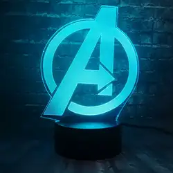 Креативный Marvel 7color USB Батарея заряд энергии супер принадлежности героя Капитан Америка щит светодиодный для украшения комнаты Ночная