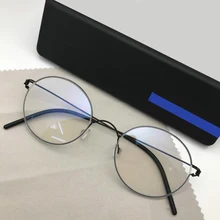 Feito à mão titânio vintage prescrição óptica óculos redondos quadro leve estilo coreano retro oculos de grau para homem