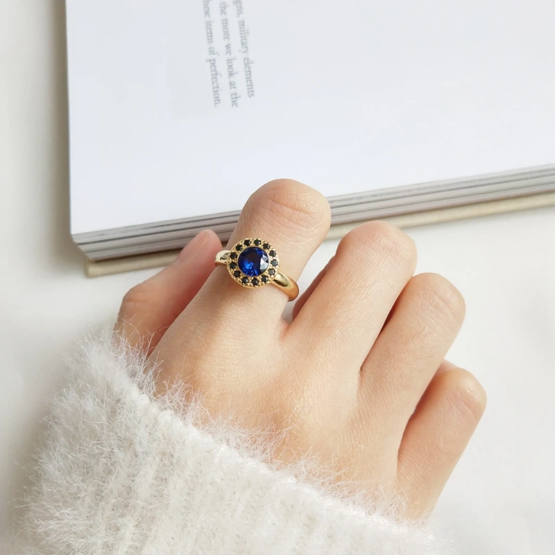 Кольца с сапфиром 925 Стерлинговое Серебро Золото Цвет драгоценный камень планета окружает дизайн модные дикие кольца женские личности
