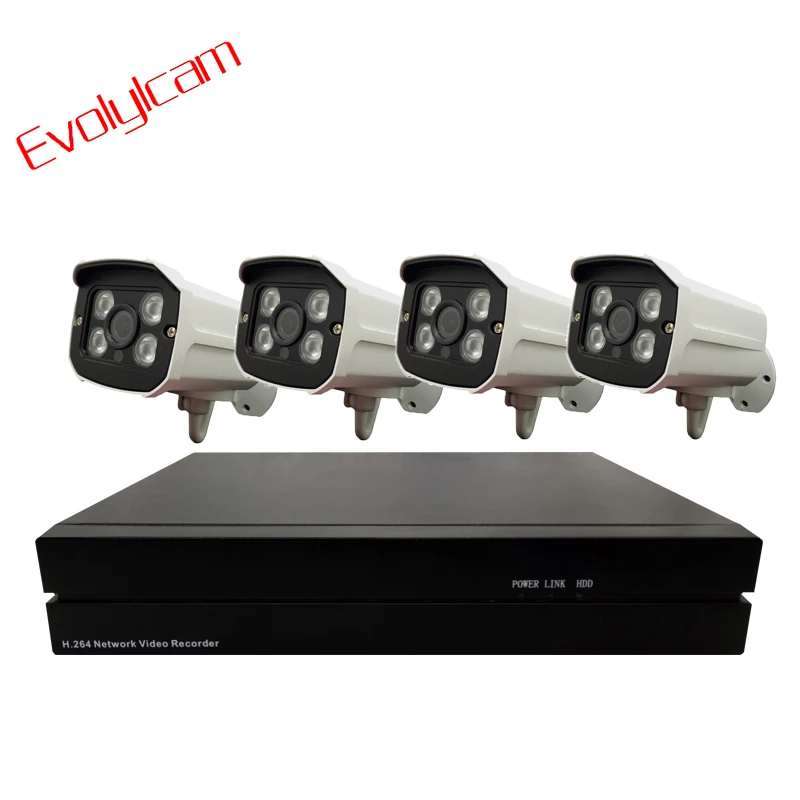 

Evolylcam 4CH/8CH POE NVR 2MP 1080P IP Camera Onvif P2P Outdoor IR Bullet Video Security Surveillance POE CCTV Camera System Kit
