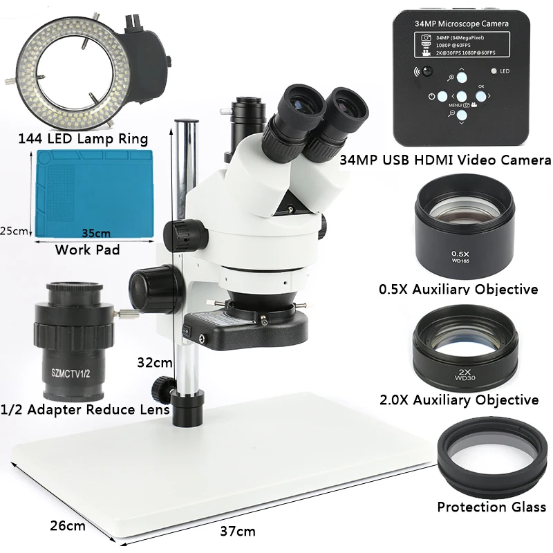 Телефонная печатная плата, паяльная лаборатория, промышленная 7X 45X 90X Simul-focal, Тринокулярный Стерео микроскоп, USB HDMI видеокамера 1080P 34MP