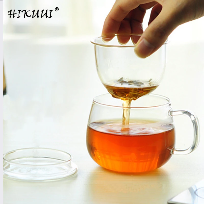 

Elegant Glass Flower Tea Cup Filter Tea Pot Set Tea Infusers Resistant High Temperature Hand Made Tea Maker
