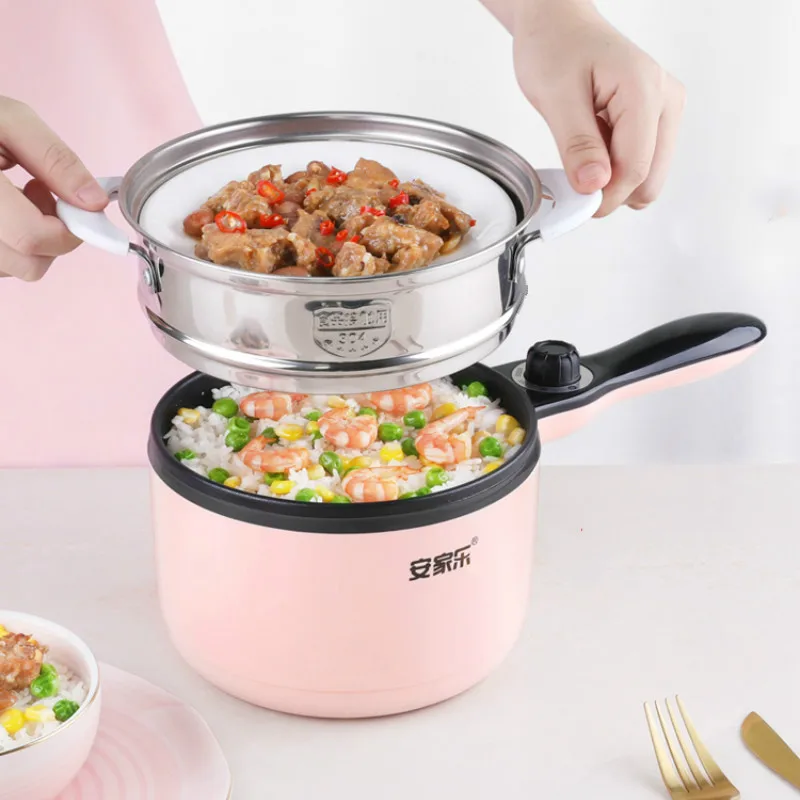 

Portable Electric Multi Cooker Mini Steamer Frying Pan Hotpot Noodle Pot Fried Beef for Home and Student Dormitory Pink