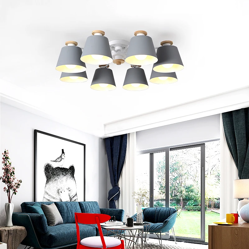 Kaufen LukLoy Nordic LED Decke licht Eisen Lampenschirm Für Wohnzimmer Suspendsion Leuchten Lamparas Colgantes Holz Glanz