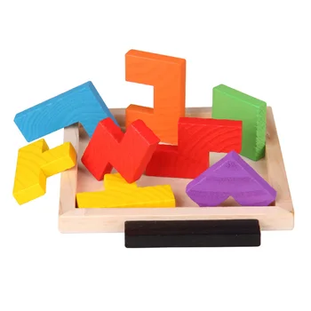 

Square Kids Wooden Board Tangram Jigsaw Brain Teaser Puzzle Building Bricks Set