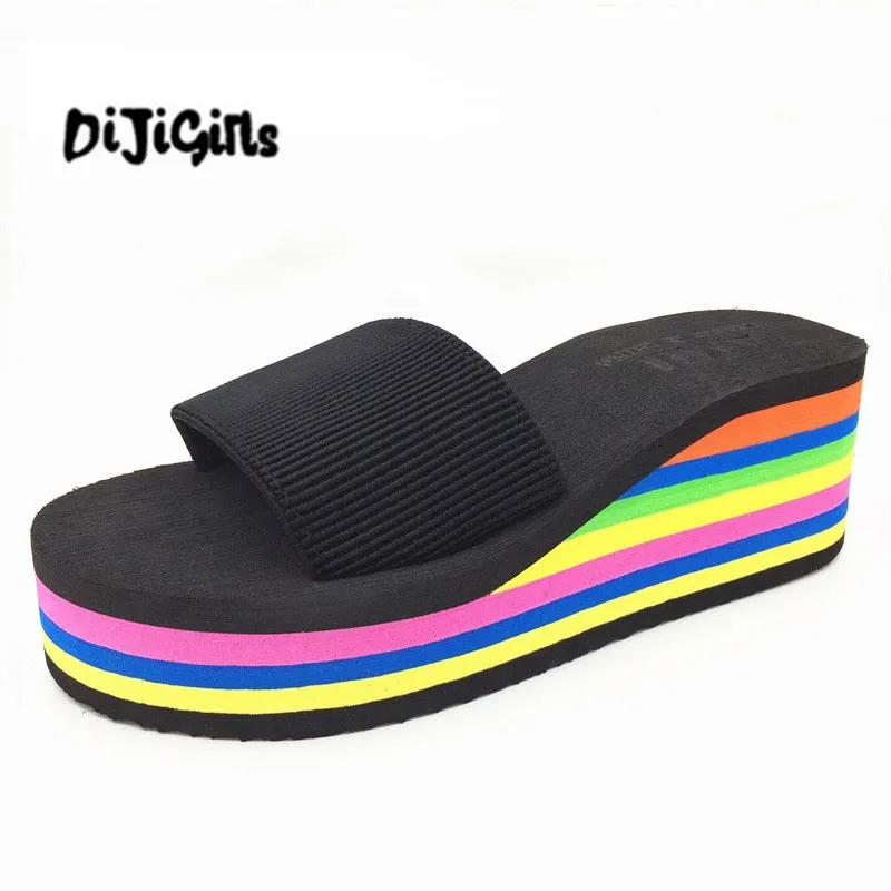 platform thick heel casual slippers