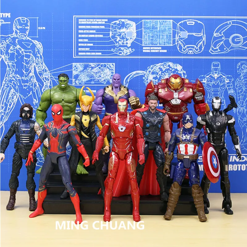 

Avengers Infinity War Captain America Spider-Man Christmas present With LED Light Action Figure Collectible Model Toy BOX D785
