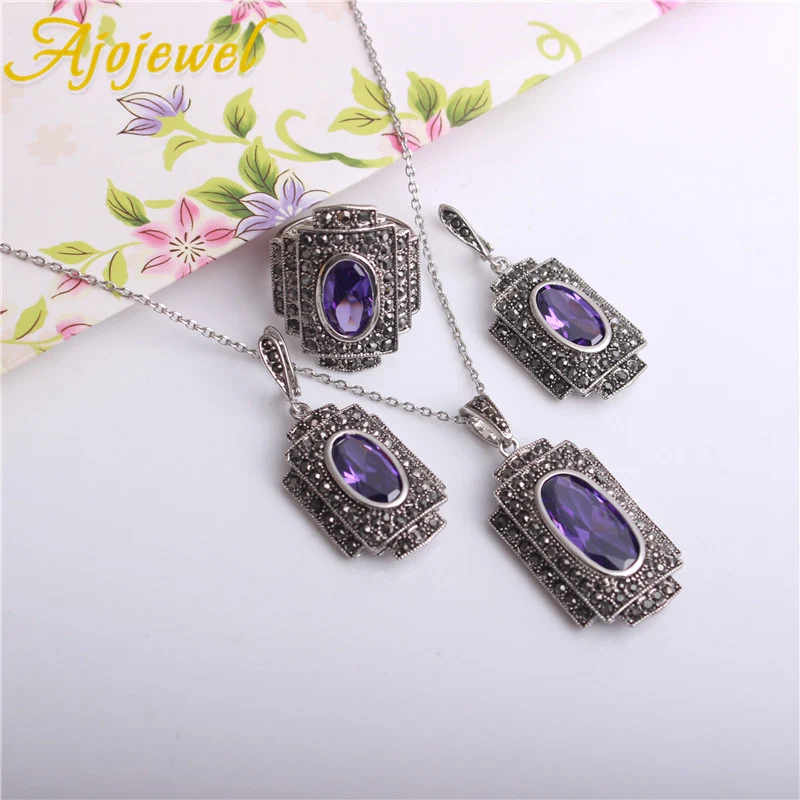 Ajojewel новый ювелирный набор красный/черный/фиолетовый австрийский кристалл