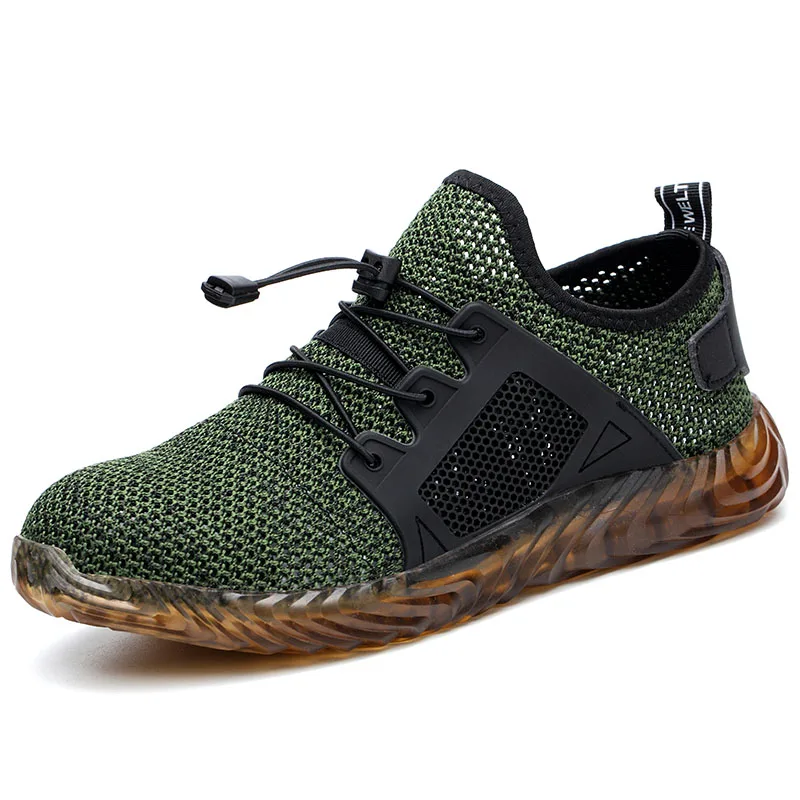 

Puimentiua Mesh Vulcanize Shoes Men And Women Steel Toe Air Safety Boots Puncture-Proof Work Sneakers Breathable Sport Shoes