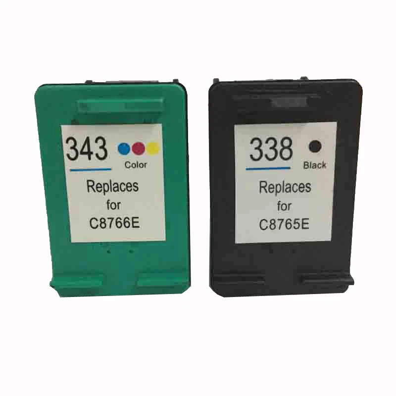 

1set for HP 338 343 Black&Color Ink Cartridges for HP DJ 460c 5740 5745 6520 6540 6620 6840 9800 325 375 2355 2570 printer