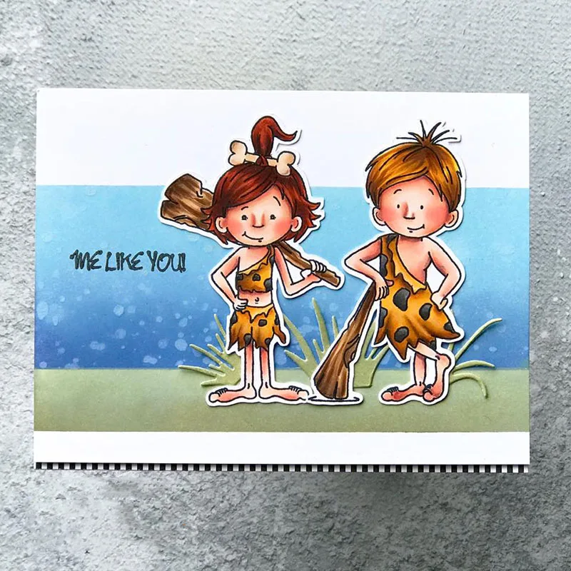 

Cave Kids-Rubber Rerelease! Metal Cutting Dies and stamps Card Stencil Paper Craft Embossing Folder DIY Album