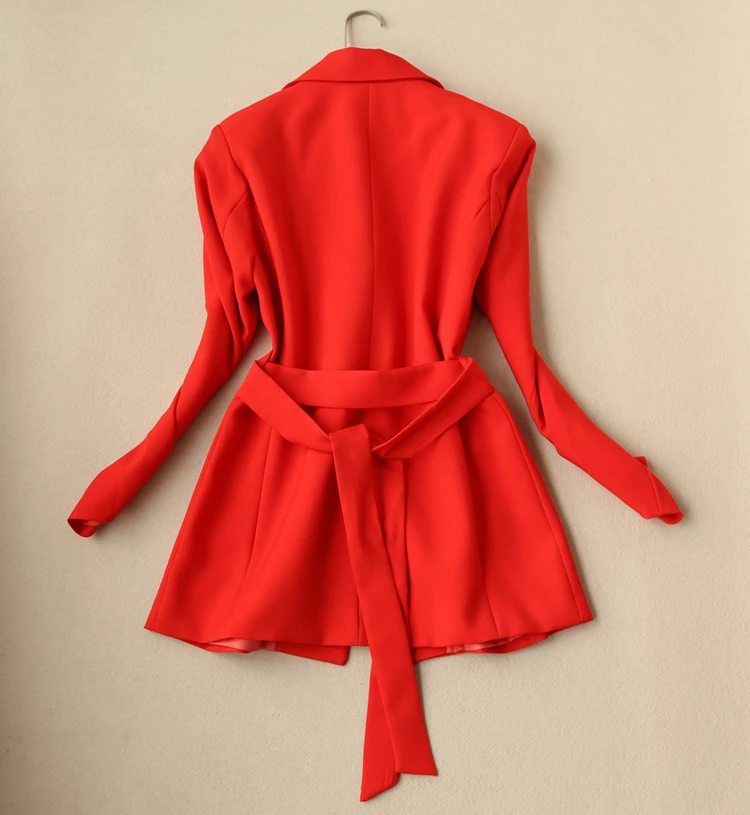 Комплект из 2 предметов для женщин, красный костюм, женский костюм 2019, новый женский весенний модный темперамент, широкие брюки, два
