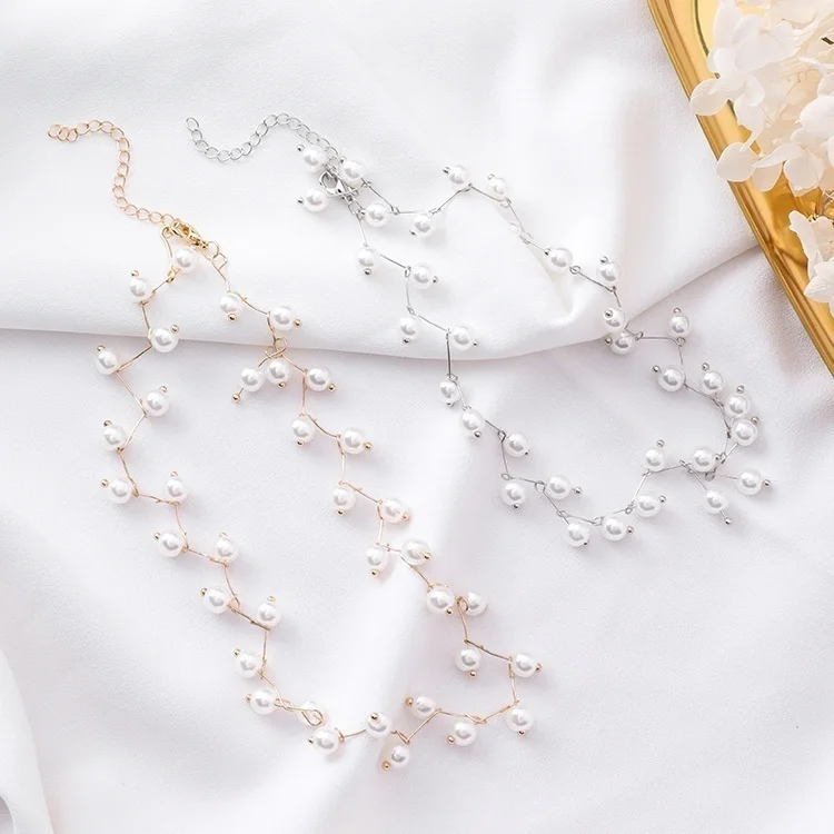 Модное Элегантное массивное ожерелье, Очаровательное ожерелье из искусственного жемчуга с бусинами, колье для женщин