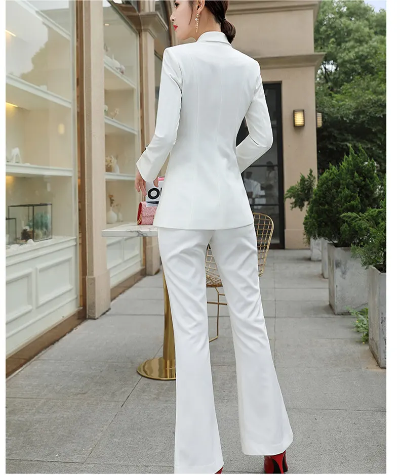 Womens Black White Pant Suit for Women Wide Leg Trouser Suit Plus Size Ladies Work Wear Pants Suits Formal Wedding Pantsuit