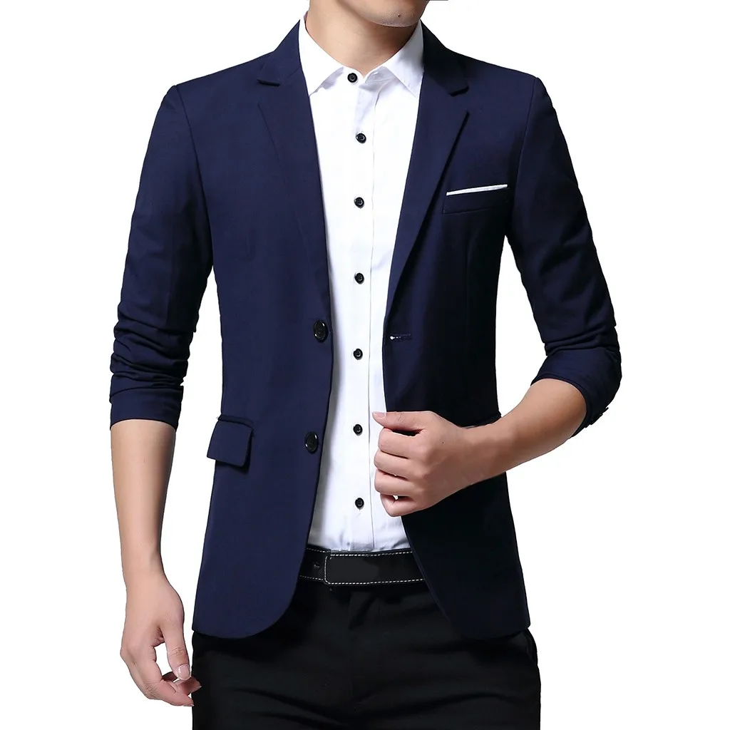 Men Formal Wear Suit Jackets For Wedding Men's Fashion New Style Two-Button Suit For Self-Cultivation Pure Color Coat S-5XL sale