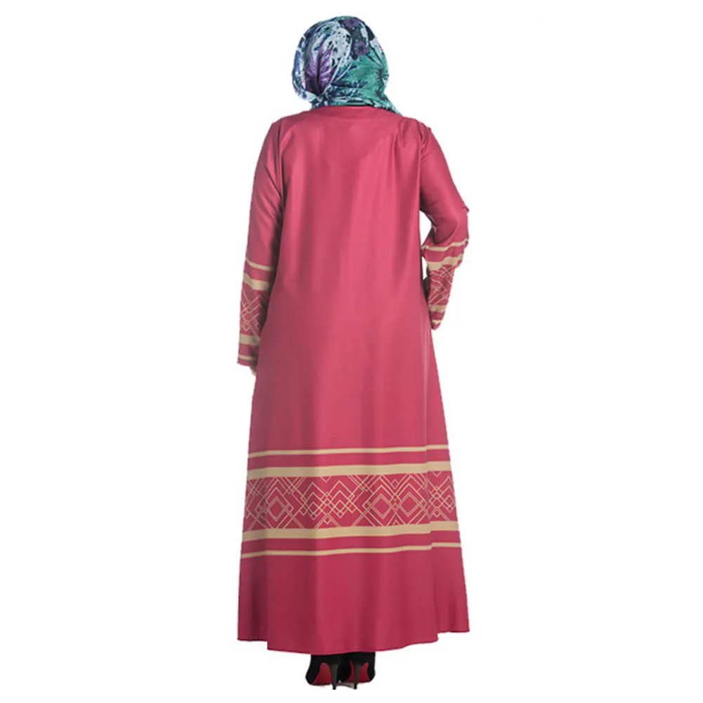 Женское стильное платье макси Abaya Jilbab с длинным рукавом в мусульманском стиле