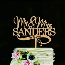 Индивидуальный заказ имя и Дата свадебный торт Топпер Mr и Mrs свадебный торт Топпер Декор поставки День рождения Casamento посуда