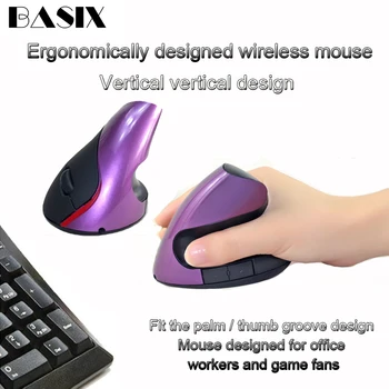 

BASIX Wireless Mouse 2.4Ghz Optical Healthy Ergonomic Mouse 5 Buttons With DPI Switch Vertical Mice For PC laptop Computer mouse