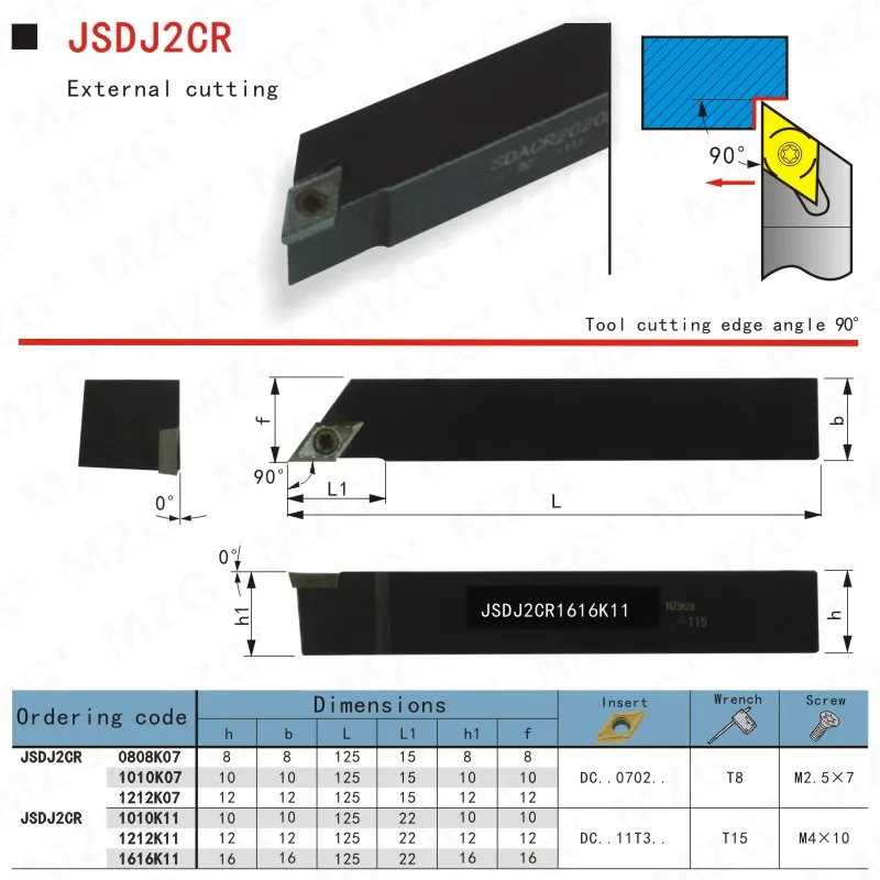 MZG JSDJ2CR0808H07 8*8 10*10 мелких деталей, держатели инструментов для обработки, прямые режущие инструменты, металлические разделительные перед поворотом стержней