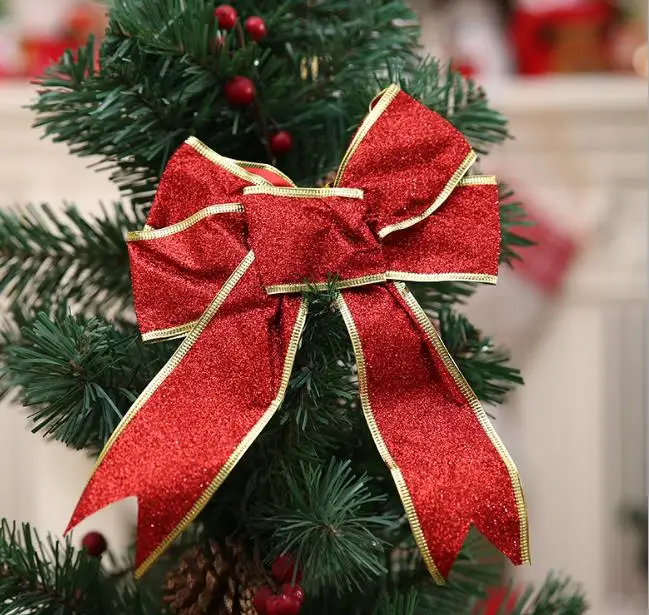 Украшения для рождественской елки 25 см 9,84 дюймов Большой Рождественский бантик рождественские украшения елки