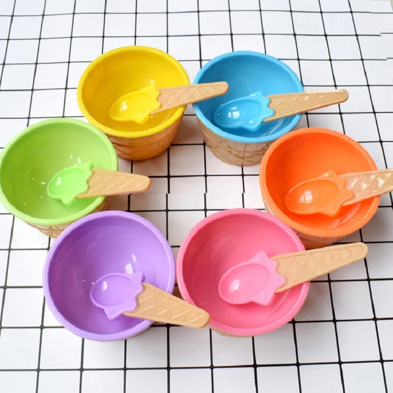 2pcs Ice cream Bowls Spoons Plate Baby Tableware Food Container Feeding Plates Tableware Set Dinnerware Dishes for Kids Children 2pcs Ice cream Bowls Spoons Plate Baby Tableware Food Container Feeding Plates Tableware Set Dinnerware Dishes for Kids Children