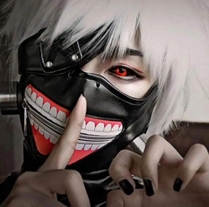 

High Quality Clearance Tokyo Ghoul 2 Kaneki Ken Mask Adjustable Zipper Masks PU Leather Cool Mask Blinder Anime Cosplay SL601