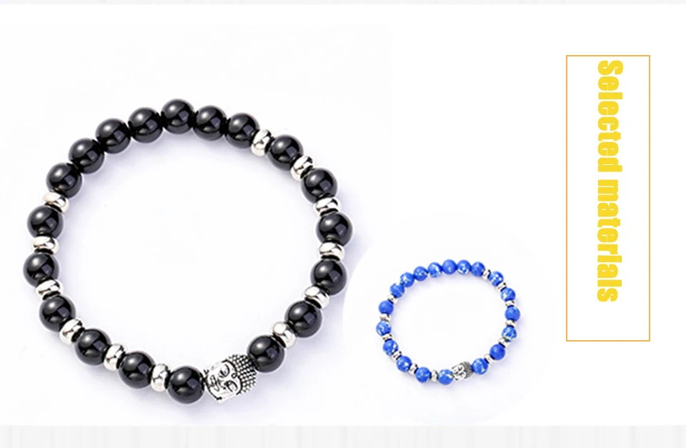 New Fashion Selection Stone Handmade Couple Eaded Bracelet Energy Buddhas Head Chakra Bracelets Male And Female Aura Buddha (5)