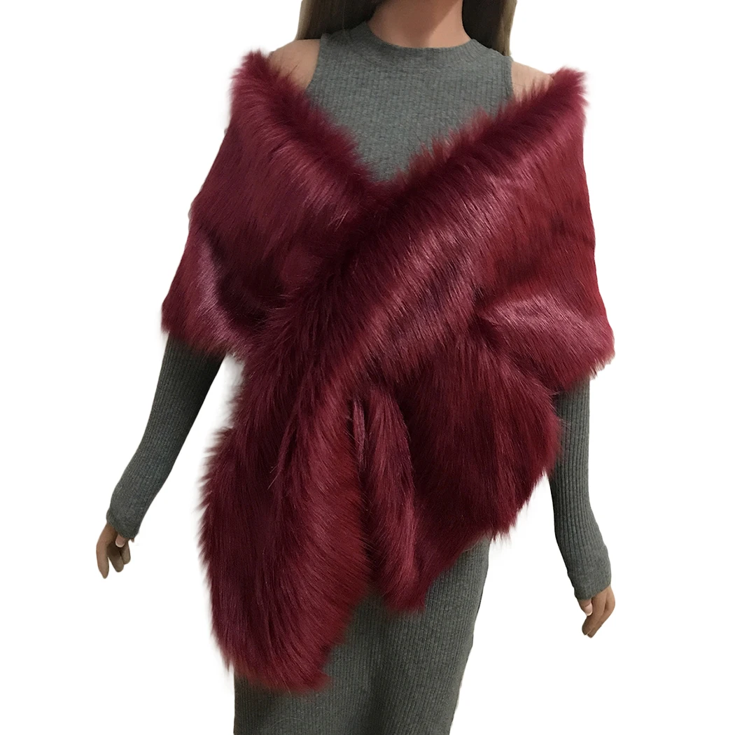 2018 Winter Faux Fur Shawl Women Wedding Wrap Bride Cape For Coat Shawls Oversize Wraps Female