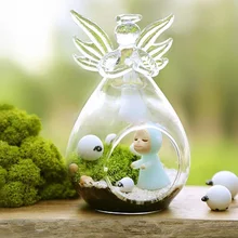 Набор из 2 милых прозрачных стеклянных ангелов форма цветок завод Висячие вазы Свадебный декор