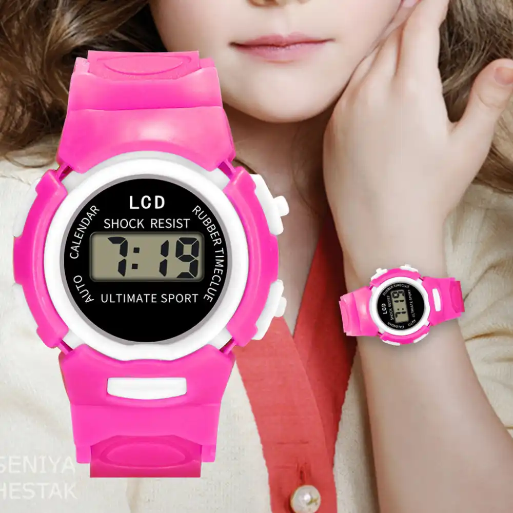 girls pink digital watch