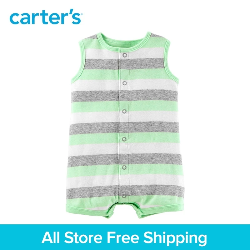 

Carter's 1-Piece baby children kids clothing Boy Summer Neon Shark Snap-Up Romper 118I285