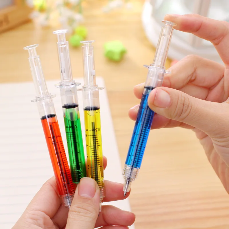 

(1pcs/sell) 0.7mm Cute Kawaii Clear Syringe Creative Ball Ballpoint Pens Ballpen For Office School Writing Supplies Stationery