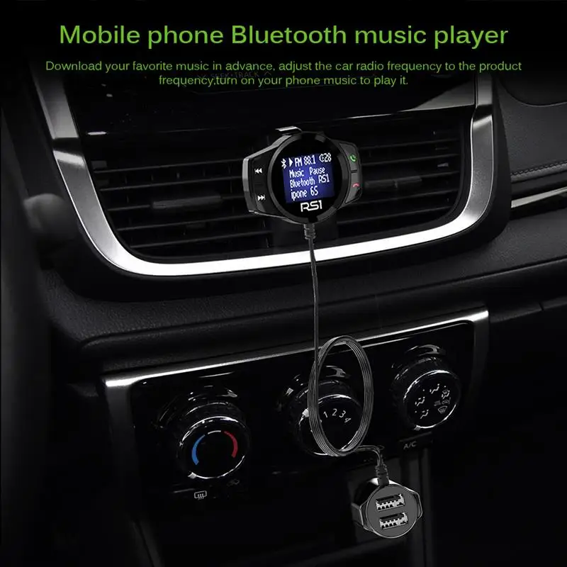 Беспроводной 1,4 дюймов Экран Дисплей FM Bluetooth Автомобильный трансмиттер Mp3 плеер хэндс-фри быстрый USB Зарядное устройство Dual радио FM модулятор