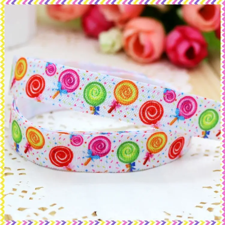 Dhk 5/8 5 5 5 jardas dobrar sobre elástico inimigo açúcar impresso bandana headwear faixa de cabelo diy decoração oem atacado c299