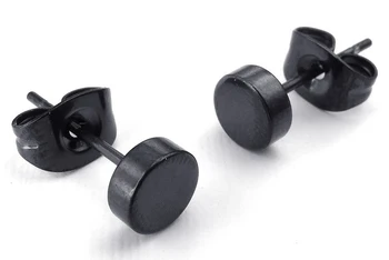 

Jewelry Men's Earrings, 4mm Circle Ear Studs, 2pcs (1 Pair), Stainless Steel, Black