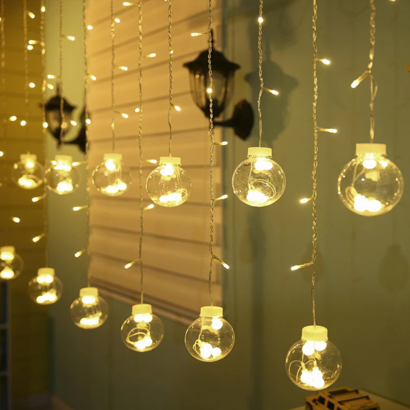 

3m LED Crystal Ball Curtain Lights String garland lamps fairy wedding Indoor Outdoor Christmas Holiday Lighting Luminarias Decor