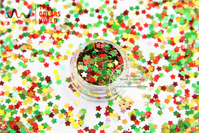 

Xmas-283 Mixed Laser Holographic Colors Flowers Shape 3.0MM Size Glitter Sequins for nail art and DIY Christmas decoration