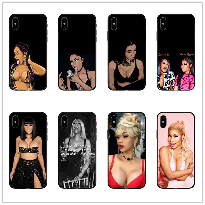 

Cardi B Nicki Minaj sexy dope girl black soft Silicone phone Case cover For iPhone 6 6s 7 8 Plus X XR XS Max 5 5S SE shell coque