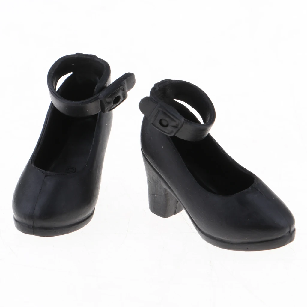 Fashion Doll Ankle Belt High Heel Shoes Ball Jointed Dolls Shoes For 1/6 BJD Girl Dolls Dress Up Accessory Black Doll Accessory