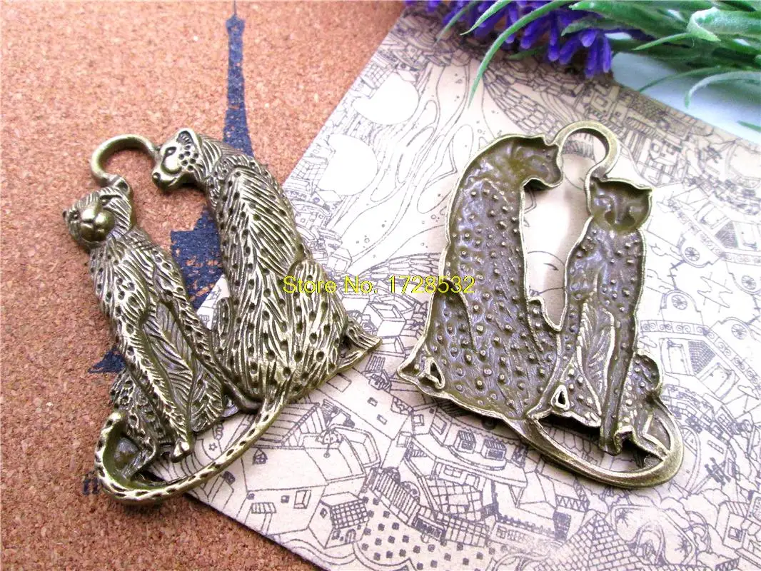 6 PCS, Love Leopards, Love Panther Pendants, Leopard Charms, Large Size