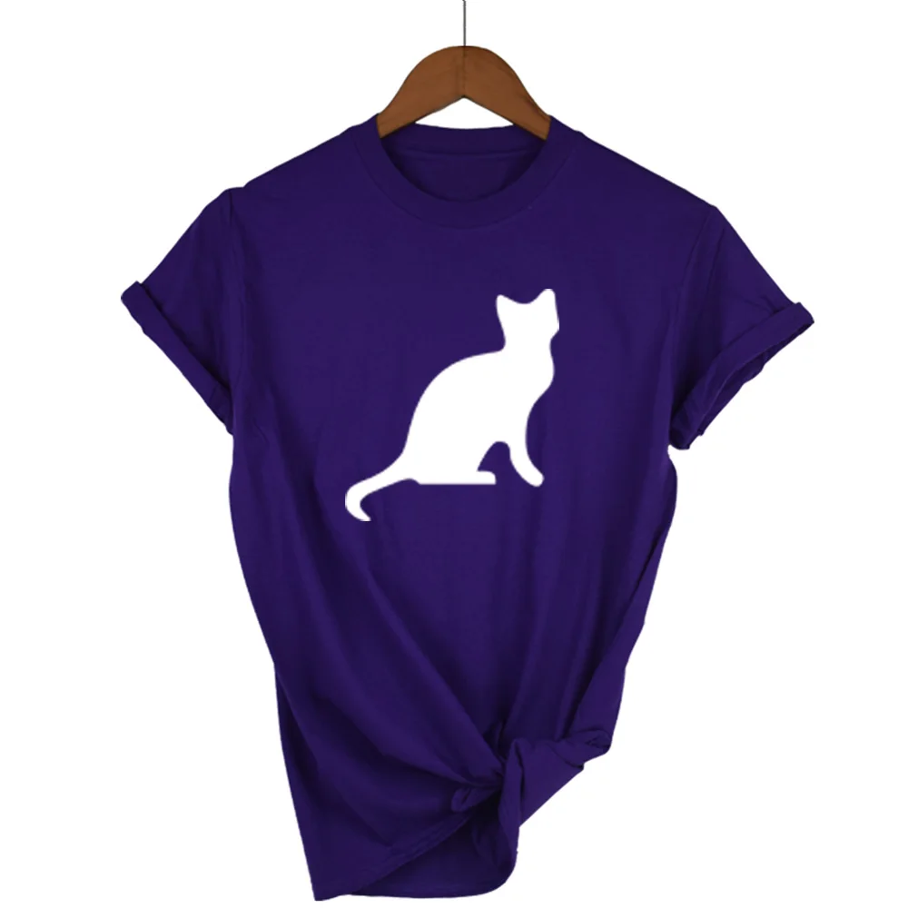 

2019 cartoon animals cat printed t shirt women fashion Summer t-shirts female cotton short sleeved tees t-shirts tops